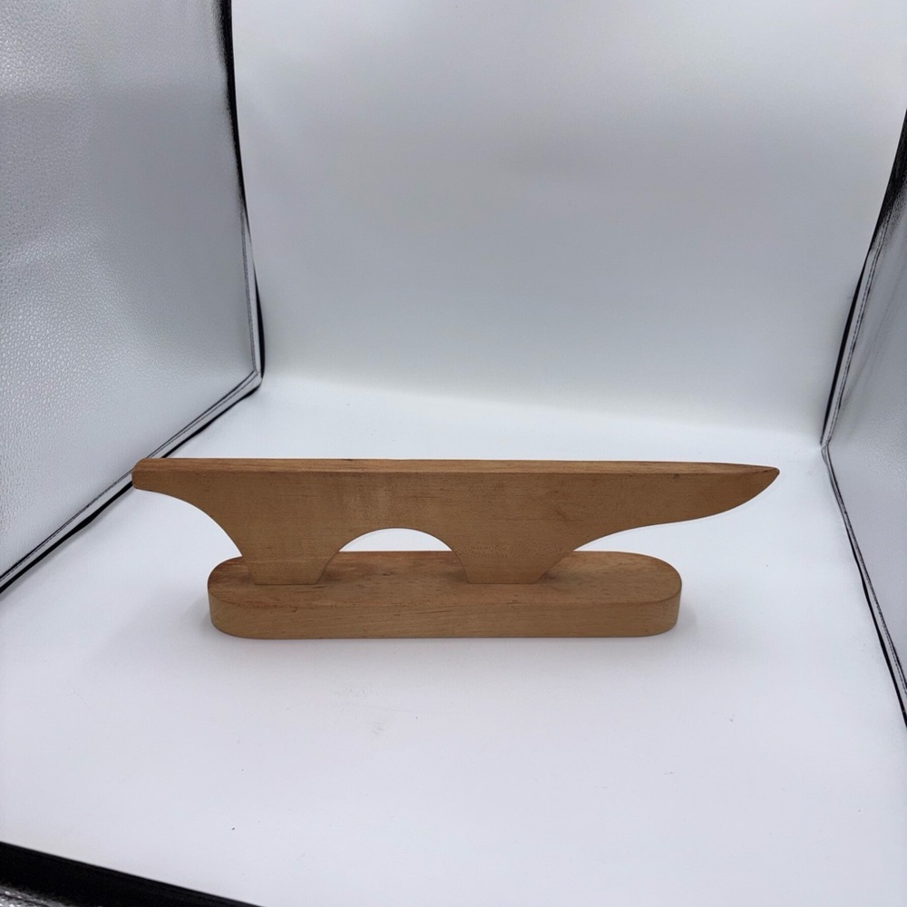 Handcrafted Wooden Decorative Boat Sculpture - Light Wood